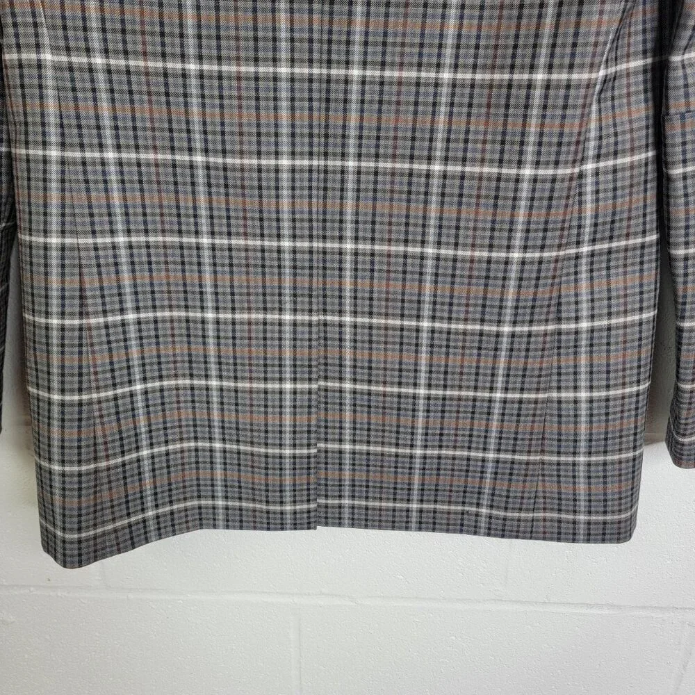 Tibi Blazer Womens 0 Gabe Check Cutout Menwear Wool Oversized Career Workwear - Picture 8 of 14